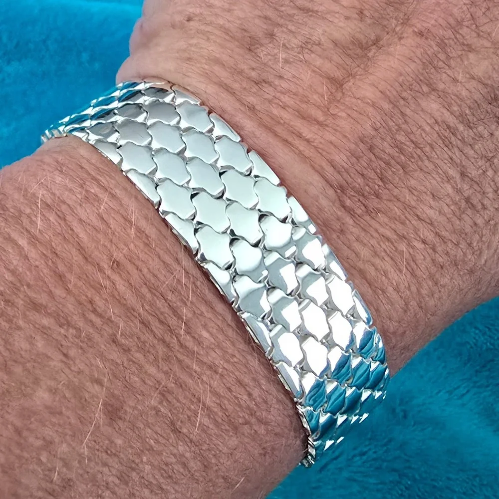 NWOT Vintage Milor Italy 925 Sterling Silver Wide Articulated Bracelet